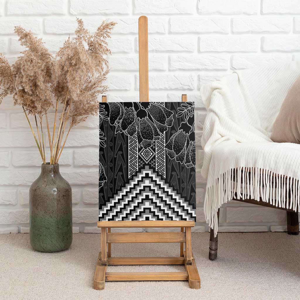 Aotearoa Taniko Pattern Canvas Wall Art Poutama Mix Kowhai Flowers