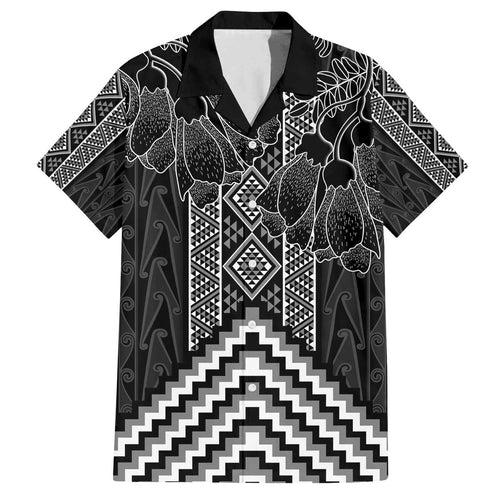 Aotearoa Taniko Pattern Family Matching Off The Shoulder Long Sleeve Dress and Hawaiian Shirt Poutama Mix Kowhai Flowers