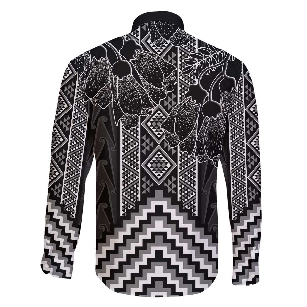 Aotearoa Taniko Pattern Family Matching Off The Shoulder Long Sleeve Dress and Hawaiian Shirt Poutama Mix Kowhai Flowers