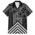 Aotearoa Taniko Pattern Family Matching Off Shoulder Short Dress and Hawaiian Shirt Poutama Mix Kowhai Flowers