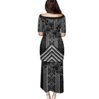 Aotearoa Taniko Pattern Family Matching Puletasi and Hawaiian Shirt Poutama Mix Kowhai Flowers