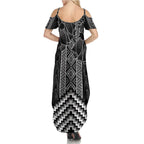 Aotearoa Taniko Pattern Family Matching Summer Maxi Dress and Hawaiian Shirt Poutama Mix Kowhai Flowers