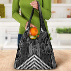 Aotearoa Taniko Pattern Grocery Bag Poutama Mix Kowhai Flowers
