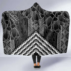 Aotearoa Taniko Pattern Hooded Blanket Poutama Mix Kowhai Flowers