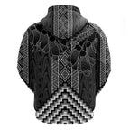 Aotearoa Taniko Pattern Hoodie Poutama Mix Kowhai Flowers