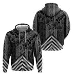 Aotearoa Taniko Pattern Hoodie Poutama Mix Kowhai Flowers