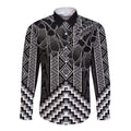 Aotearoa Taniko Pattern Long Sleeve Button Shirt Poutama Mix Kowhai Flowers