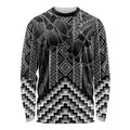 Aotearoa Taniko Pattern Long Sleeve Shirt Poutama Mix Kowhai Flowers