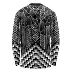 Aotearoa Taniko Pattern Long Sleeve Shirt Poutama Mix Kowhai Flowers