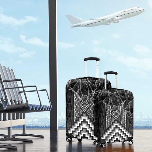 Aotearoa Taniko Pattern Luggage Cover Poutama Mix Kowhai Flowers