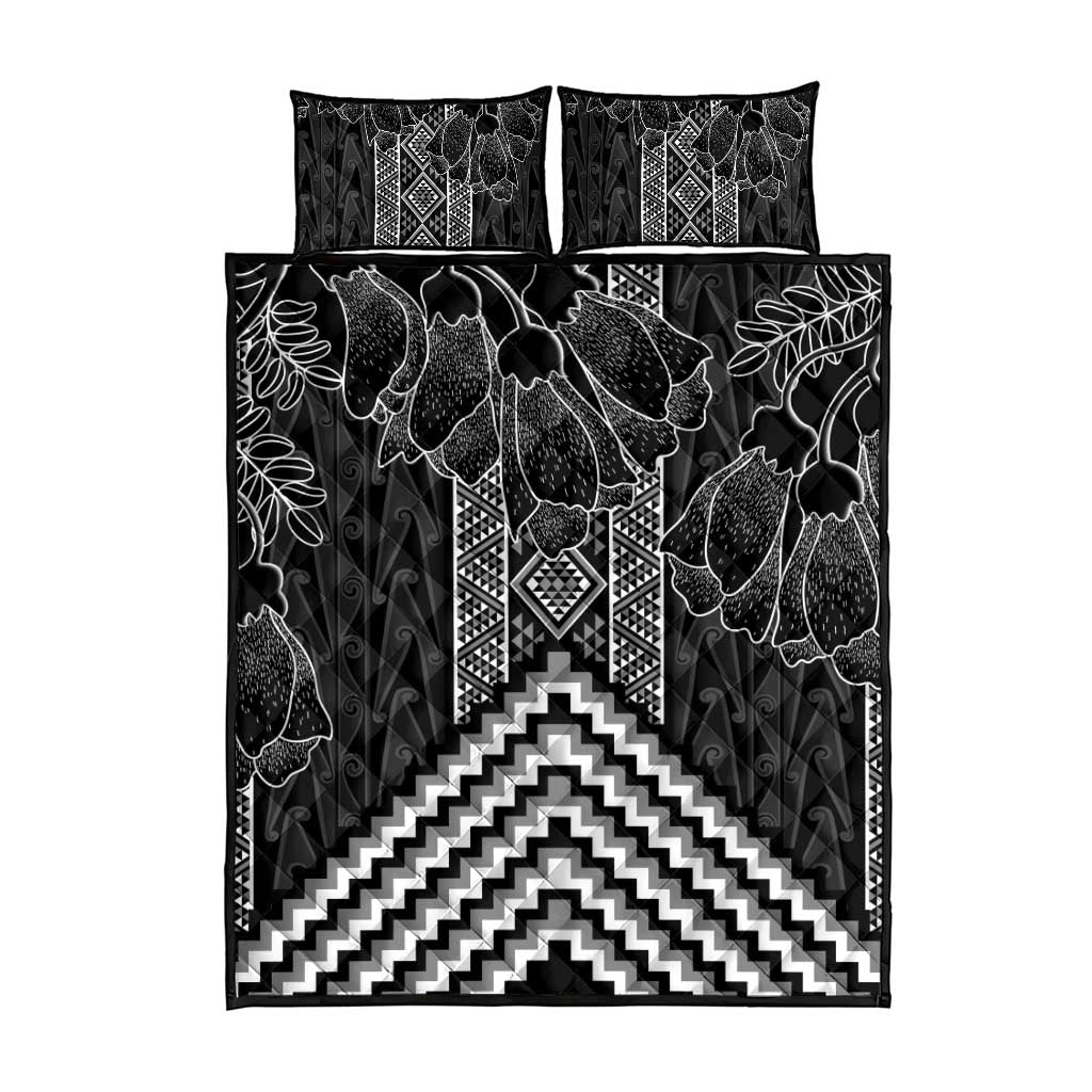 Aotearoa Taniko Pattern Quilt Bed Set Poutama Mix Kowhai Flowers