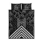 Aotearoa Taniko Pattern Quilt Bed Set Poutama Mix Kowhai Flowers