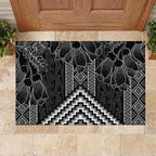 Aotearoa Taniko Pattern Rubber Doormat Poutama Mix Kowhai Flowers