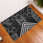 Aotearoa Taniko Pattern Rubber Doormat Poutama Mix Kowhai Flowers