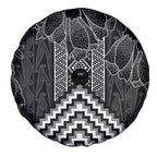 Aotearoa Taniko Pattern Spare Tire Cover Poutama Mix Kowhai Flowers