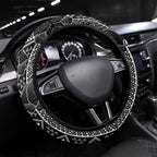Aotearoa Taniko Pattern Steering Wheel Cover Poutama Mix Kowhai Flowers