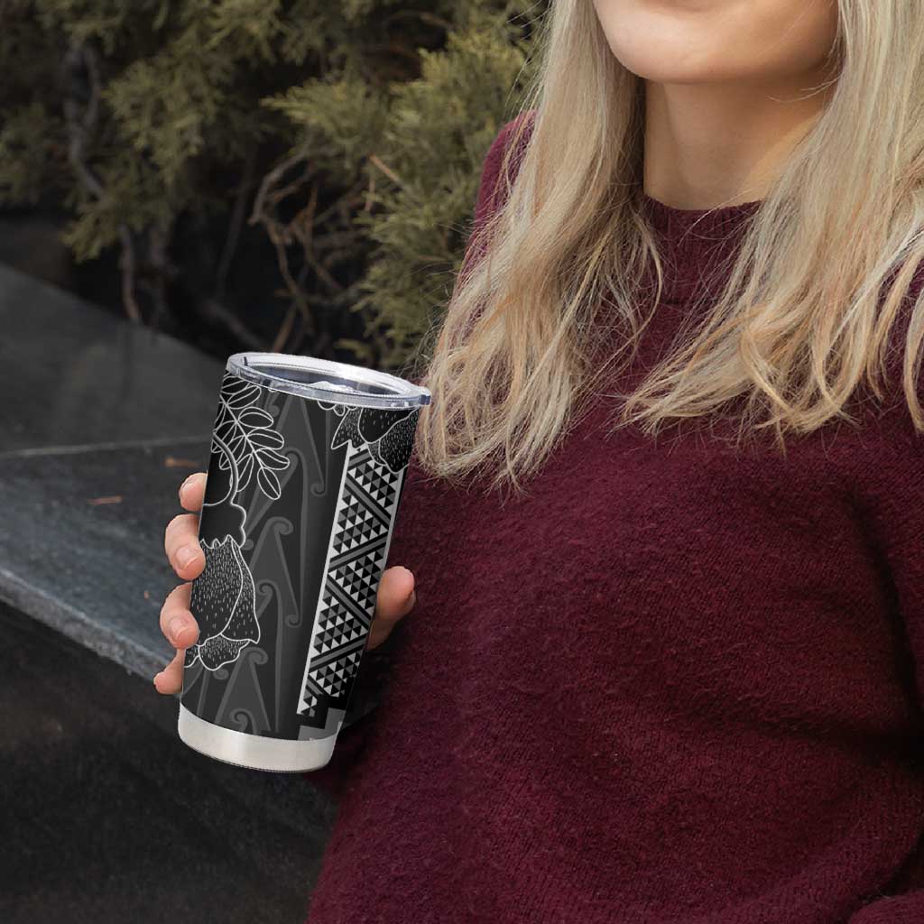 Aotearoa Taniko Pattern Tumbler Cup Poutama Mix Kowhai Flowers