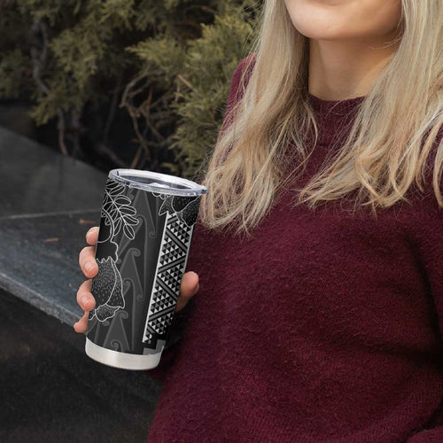 Aotearoa Taniko Pattern Tumbler Cup Poutama Mix Kowhai Flowers