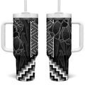Aotearoa Taniko Pattern Tumbler With Handle Poutama Mix Kowhai Flowers