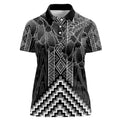 Aotearoa Taniko Pattern Women Polo Shirt Poutama Mix Kowhai Flowers