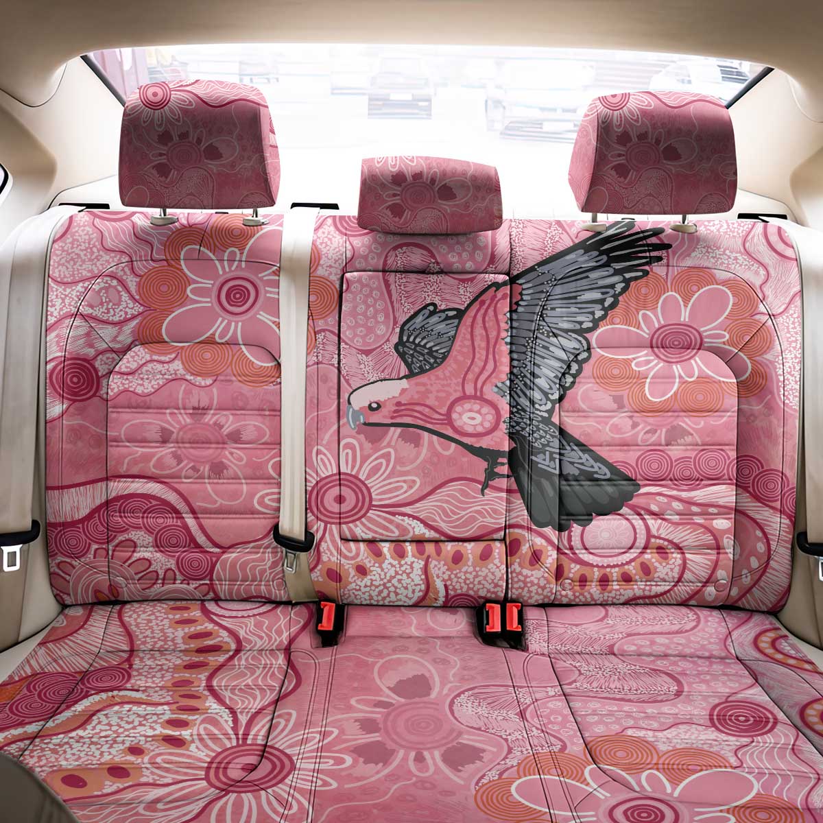 NAIDOC Week Aussie Indigenous Back Car Seat Cover Aboriginal Galah Bird Contemporary Art