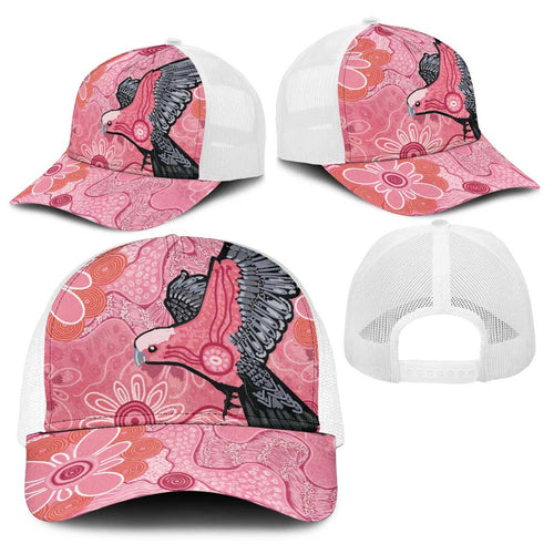 NAIDOC Week Aussie Indigenous Baseball Net Cap Aboriginal Galah Bird Contemporary Art