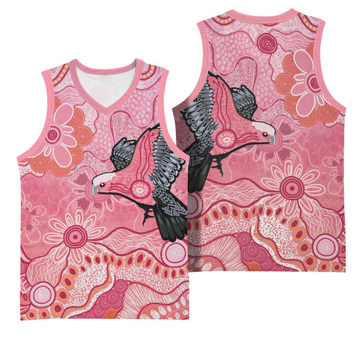 NAIDOC Week Aussie Indigenous Basketball Jersey Aboriginal Galah Bird Contemporary Art