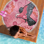 NAIDOC Week Aussie Indigenous Beach Blanket Aboriginal Galah Bird Contemporary Art