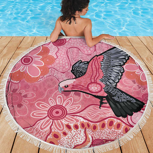 NAIDOC Week Aussie Indigenous Beach Blanket Aboriginal Galah Bird Contemporary Art