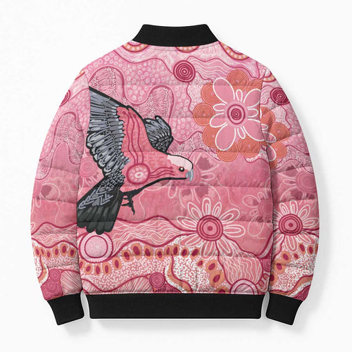 NAIDOC Week Aussie Indigenous Bomber Puffer Jacket Aboriginal Galah Bird Contemporary Art