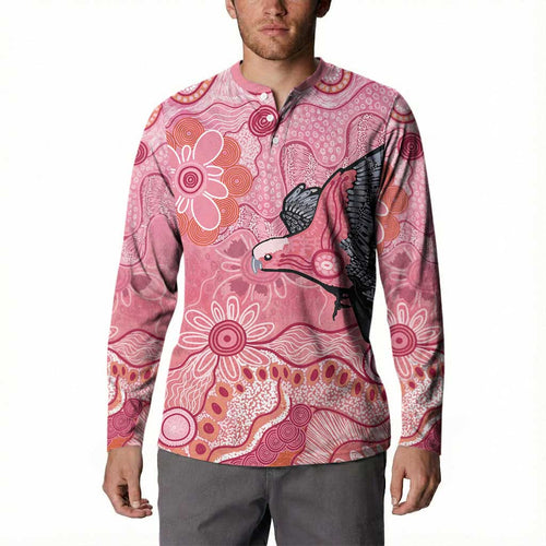 NAIDOC Week Aussie Indigenous Button Sweatshirt Aboriginal Galah Bird Contemporary Art