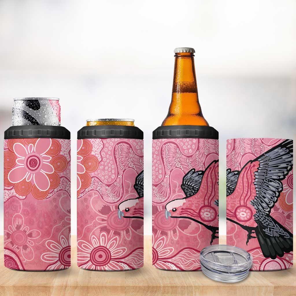 NAIDOC Week Aussie Indigenous 4 in 1 Can Cooler Tumbler Aboriginal Galah Bird Contemporary Art