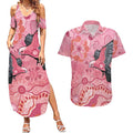 NAIDOC Week Aussie Indigenous Couples Matching Summer Maxi Dress and Hawaiian Shirt Aboriginal Galah Bird Contemporary Art