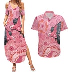 NAIDOC Week Aussie Indigenous Couples Matching Summer Maxi Dress and Hawaiian Shirt Aboriginal Galah Bird Contemporary Art