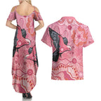 NAIDOC Week Aussie Indigenous Couples Matching Summer Maxi Dress and Hawaiian Shirt Aboriginal Galah Bird Contemporary Art