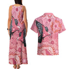 NAIDOC Week Aussie Indigenous Couples Matching Tank Maxi Dress and Hawaiian Shirt Aboriginal Galah Bird Contemporary Art