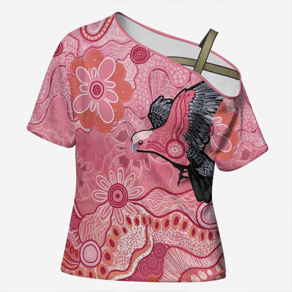 NAIDOC Week Aussie Indigenous Cross Shoulder Shirt Aboriginal Galah Bird Contemporary Art