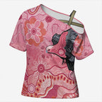NAIDOC Week Aussie Indigenous Cross Shoulder Shirt Aboriginal Galah Bird Contemporary Art