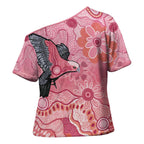 NAIDOC Week Aussie Indigenous Cross Shoulder Shirt Aboriginal Galah Bird Contemporary Art