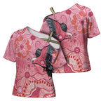 NAIDOC Week Aussie Indigenous Cross Shoulder Shirt Aboriginal Galah Bird Contemporary Art
