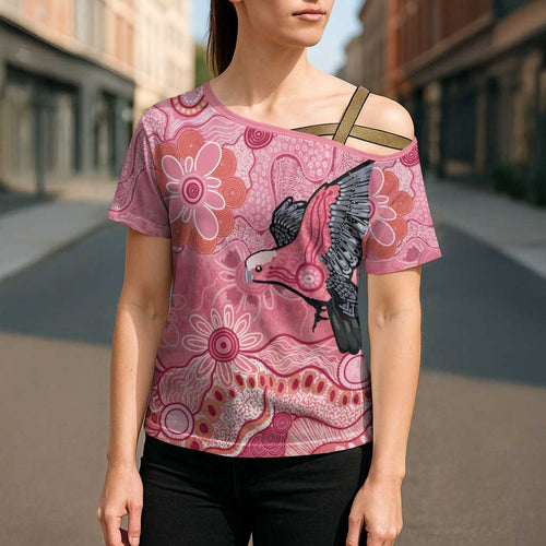 NAIDOC Week Aussie Indigenous Cross Shoulder Shirt Aboriginal Galah Bird Contemporary Art