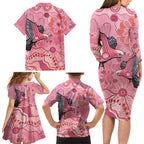 NAIDOC Week Aussie Indigenous Family Matching Long Sleeve Bodycon Dress and Hawaiian Shirt Aboriginal Galah Bird Contemporary Art