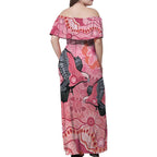 NAIDOC Week Aussie Indigenous Family Matching Off Shoulder Maxi Dress and Hawaiian Shirt Aboriginal Galah Bird Contemporary Art