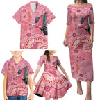 NAIDOC Week Aussie Indigenous Family Matching Puletasi and Hawaiian Shirt Aboriginal Galah Bird Contemporary Art