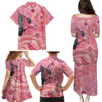 NAIDOC Week Aussie Indigenous Family Matching Puletasi and Hawaiian Shirt Aboriginal Galah Bird Contemporary Art