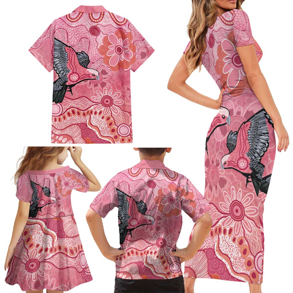 NAIDOC Week Aussie Indigenous Family Matching Short Sleeve Bodycon Dress and Hawaiian Shirt Aboriginal Galah Bird Contemporary Art