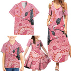 NAIDOC Week Aussie Indigenous Family Matching Summer Maxi Dress and Hawaiian Shirt Aboriginal Galah Bird Contemporary Art