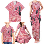 NAIDOC Week Aussie Indigenous Family Matching Tank Maxi Dress and Hawaiian Shirt Aboriginal Galah Bird Contemporary Art