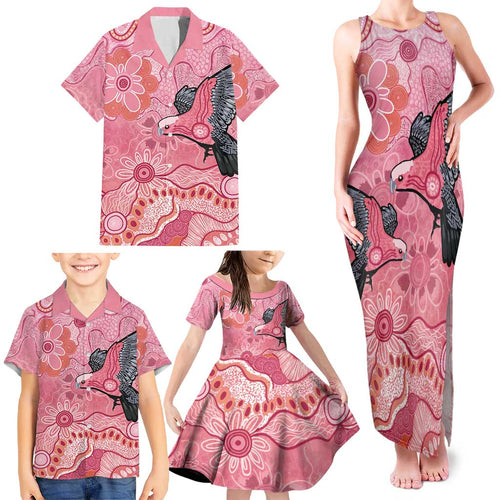 NAIDOC Week Aussie Indigenous Family Matching Tank Maxi Dress and Hawaiian Shirt Aboriginal Galah Bird Contemporary Art