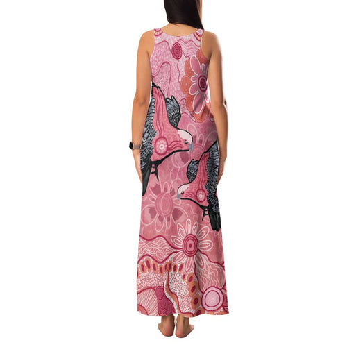 NAIDOC Week Aussie Indigenous Family Matching Tank Maxi Dress and Hawaiian Shirt Aboriginal Galah Bird Contemporary Art
